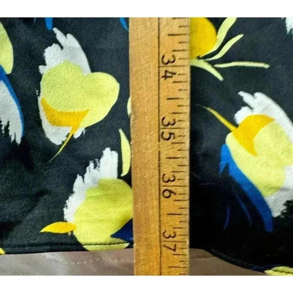 Nasty Gal Plus Sz Yellow Black Floral Skater Mini Dress V Neck Size 18 Pocket - Picture 9 of 10